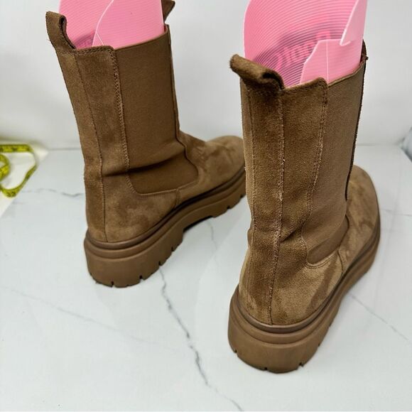 Zara Tan Suede Ankle Boots- Size 10 - Picture 5 of 11
